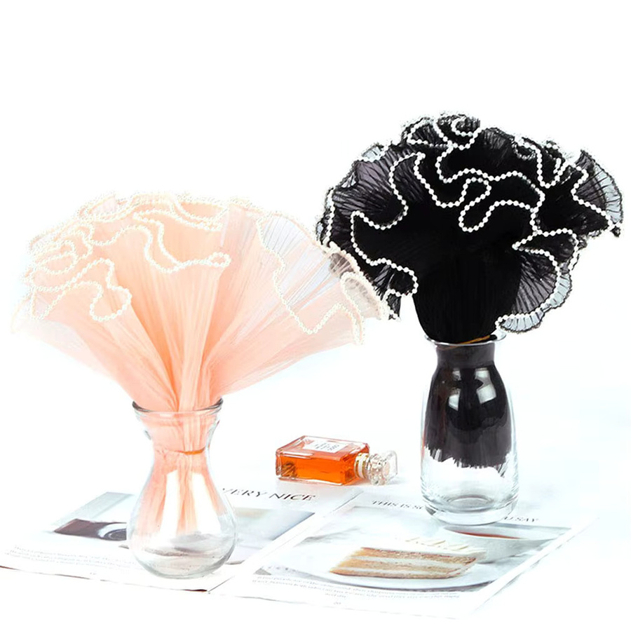 Blumenverpackungs-Set in Rosa und Gold mit Perlmutt-Geschenkpapier und Netz für Hochzeiten und Valentinstag - Bild 2