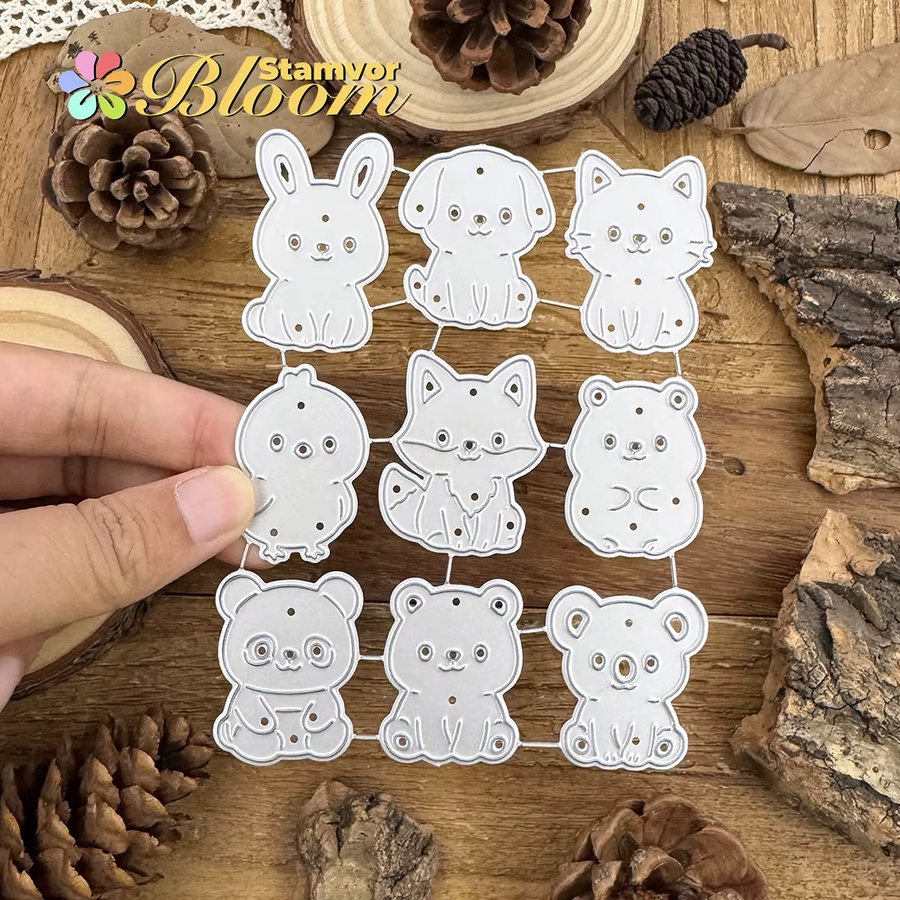 Kawaii Mini Tier Motive Metall Stanzformen für Scrapbooking und Prägung in Silber - Bild 4
