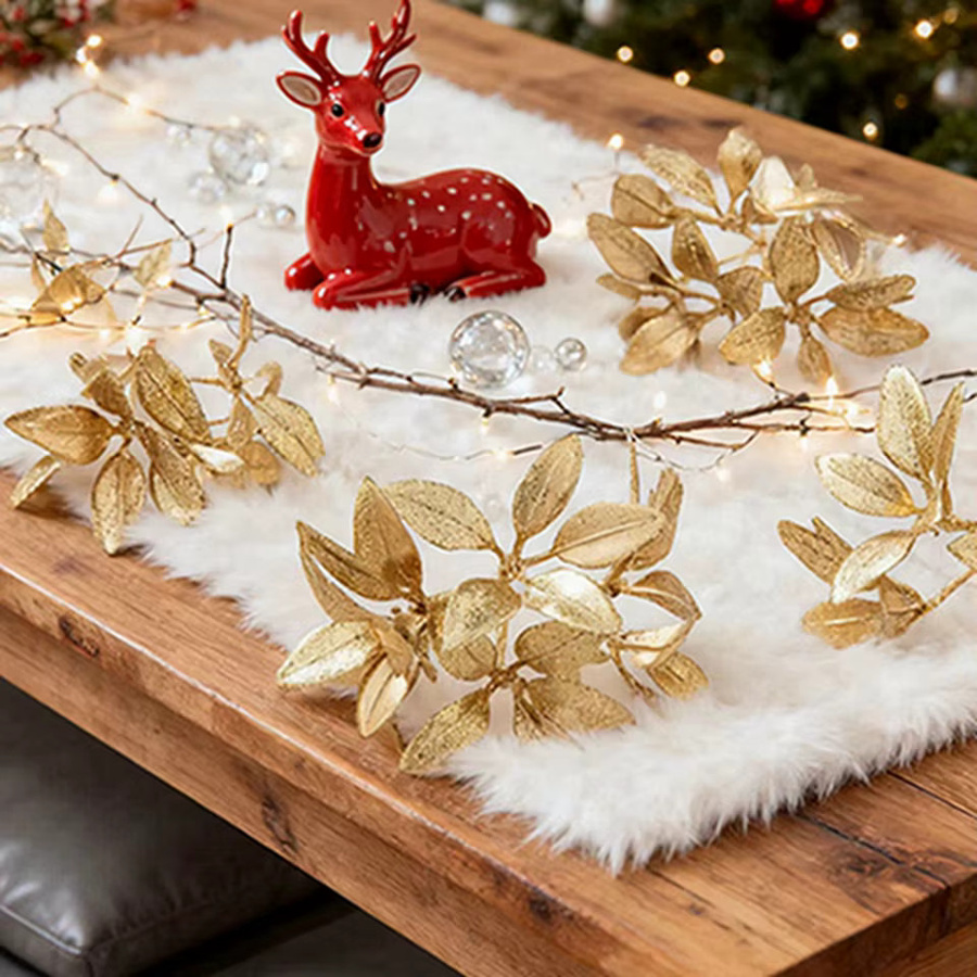 Künstliches Pflanzenarrangement XIAOYINMO Golden Pines für Weihnachtsdeko und Hochzeitskränze in Gold und Silber - Bild 3