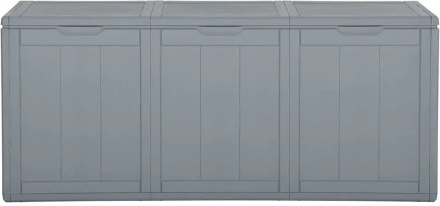 vidaXL Garten-Aufbewahrungsbox aus Kunststoff in Grau mit 270 l Volumen im Rattan-Design - Bild 1
