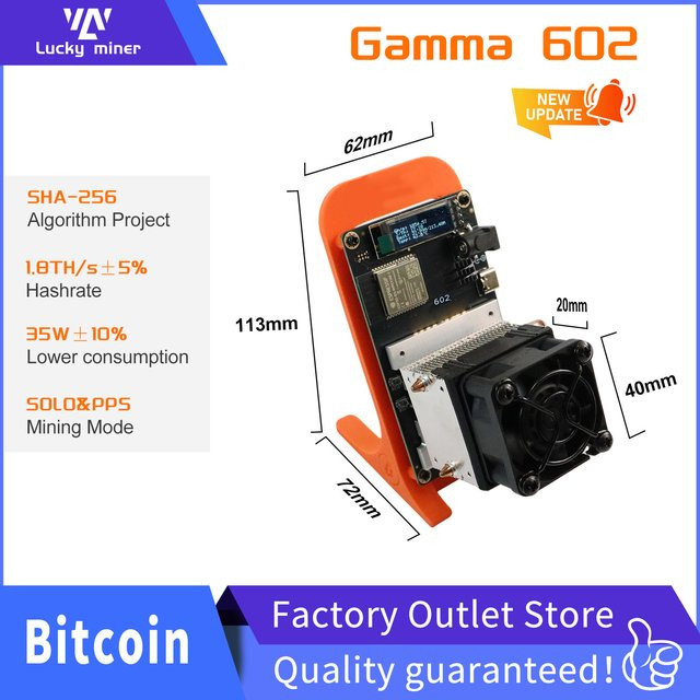 LuckyMiner Gamma 602 Bitcoin-Miner SHA256 ASIC Krypto-Maschine in Orange, 1,7-1,8 TH/s, 30W ultra-stromsparend und leise - Bild 1