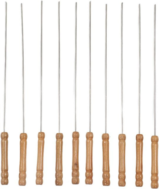 10 Stück Grillspieße von mfySpace aus Edelstahl mit Holzgriff für dein BBQ - Bild 1