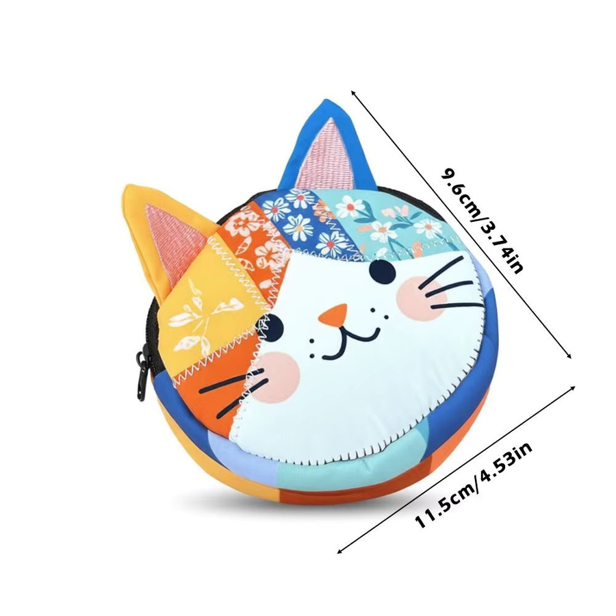 Tragbares Patchwork-Federmäppchen mit Katzenmotiv in Multicolour als Schreibwaren-Aufbewahrungstasche - Bild 2