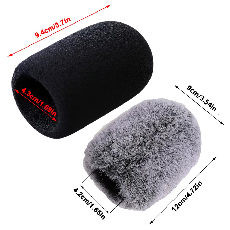 MovingMic Mikrofon-Windschutzscheiben-Abdeckung aus Kunstfell in Schwarz, winddichter Pop-Filter für Audio Technica AT2020 AT2035 ART2500 - Bild 5