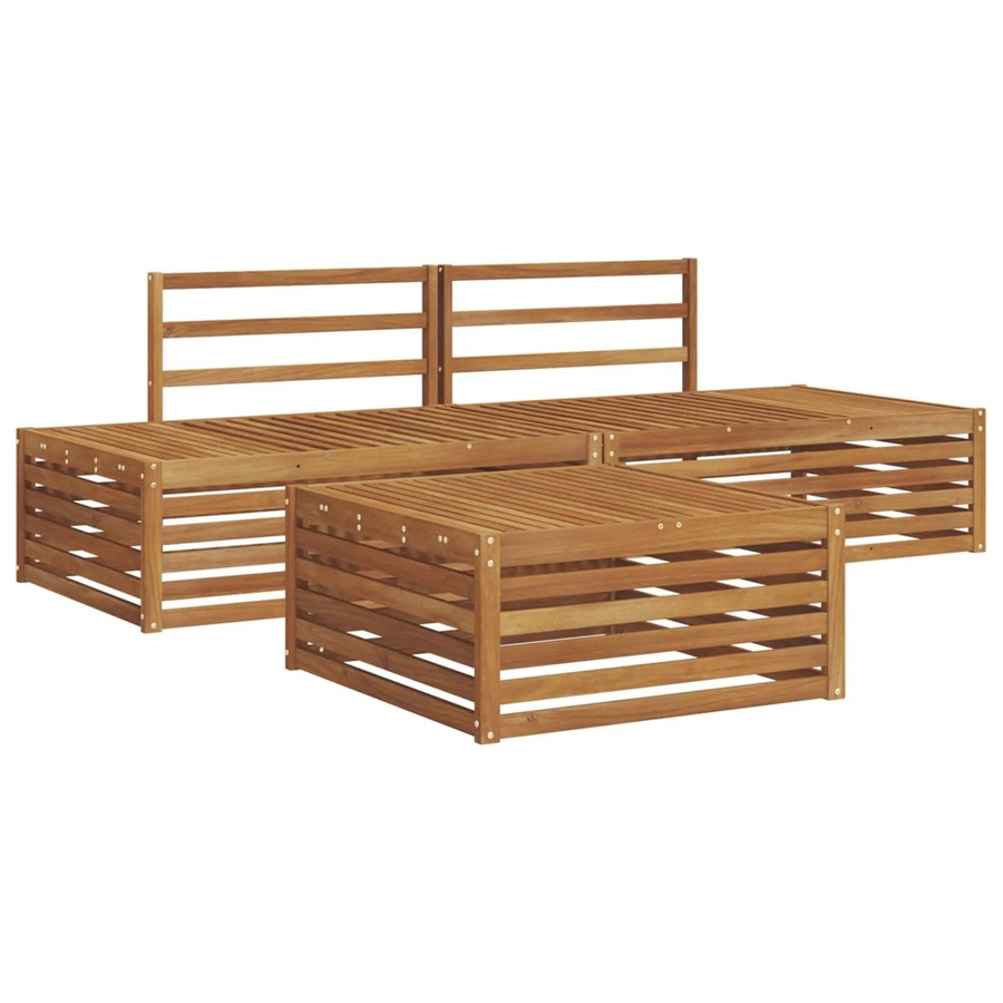 vidaXL Outdoor-Sofagarnitur aus Massivholz Akazie in Braun, 3-teiliges Set mit Tisch und 2 Endsofas - Bild 2