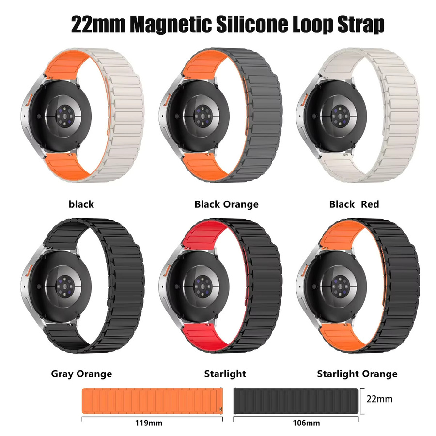 Uhrenarmband Silikon, Magnetisch, 22 mm, Schwarz, Unisex - Bild 3