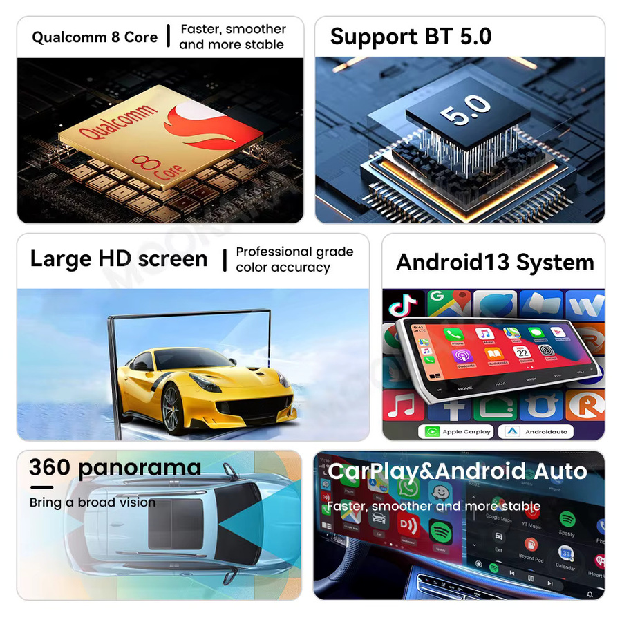 PENGGPS Dual 12,3 Zoll Wireless Carplay Multimedia Display mit Android Auto Touchscreen für Chevrolet Camaro 2016-2025, Schwarz - Bild 2