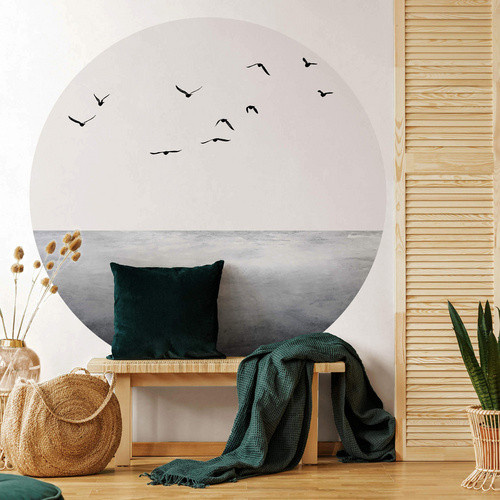 K&L Wall Art Runde Vliestapete Kubistika Meer Horizont, mehrfarbig, matt, B/H: 153 x 140 cm - Bild 2