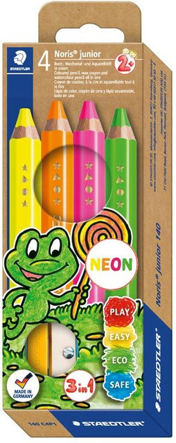 Staedtler Noris Junior Buntstifte Set Neon Multicolor 4 Stück aus Holz - Bild 1