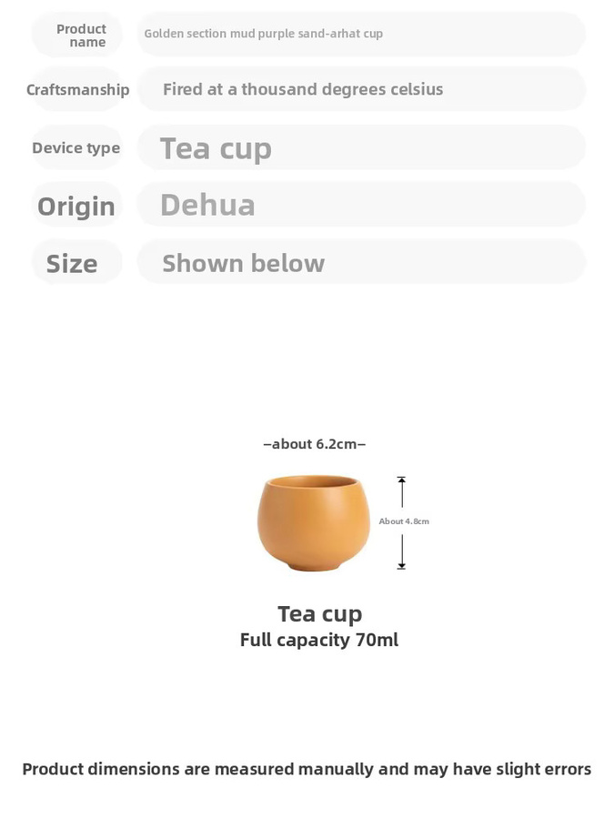 Handgefertigte gelbe Zisha Luohan Teetasse aus Yixing Ton für die traditionelle Gongfu-Teezeremonie von PDQ - Bild 4