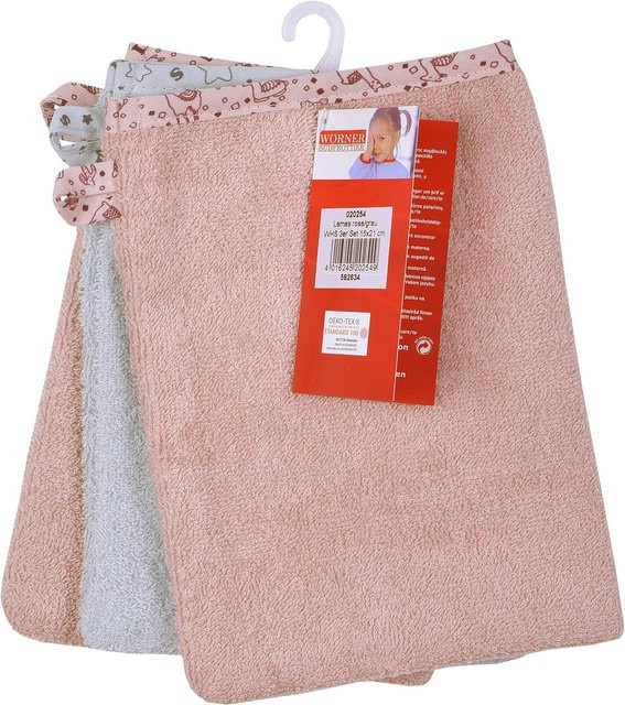 Wörner Waschlappen 3er-Pack, rosa, Baumwolle, 15x21 cm - Bild 1