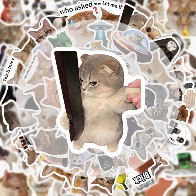 50 lustige Katzen-Doodle-Aufkleber in Multicolour zum Dekorieren von Laptops, Wasserflaschen und Mobiltelefonen - Bild 1