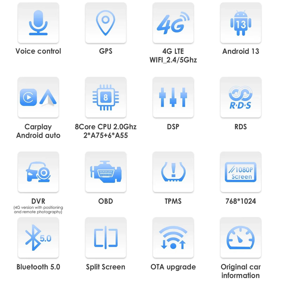 Hizpo 9.7 Zoll Android Auto Multimedia Autoradio mit Carplay und 4G für Ford Fusion und Mondeo MK5 in Schwarz - Bild 3