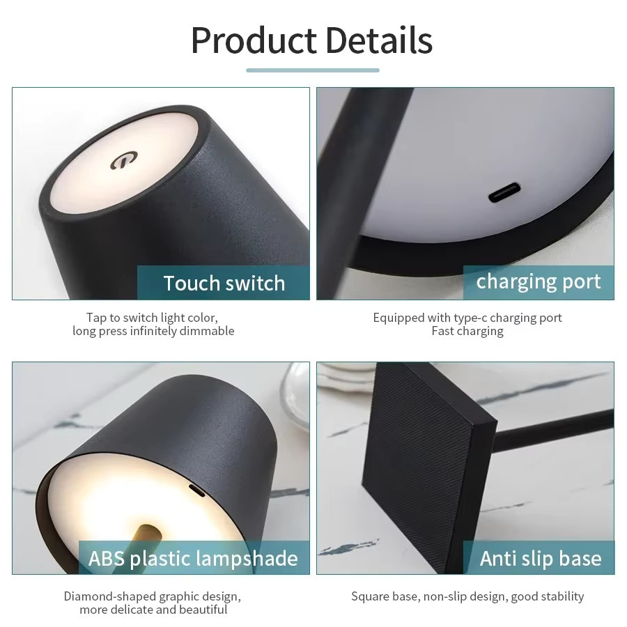 AVACOM LED Touch Sensor Tischlampe in Schwarz mit 3 Farben und Dimmfunktion als modernes Nachtlicht und Umgebungslicht - Bild 4