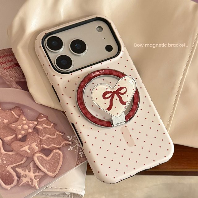 MUQGEW Magnetische iPhone Schutzhülle mit Polka Dot Herz-Design in Weiß, stoßfestes Case für iPhone 11 bis iPhone 17 Pro Max - Bild 1