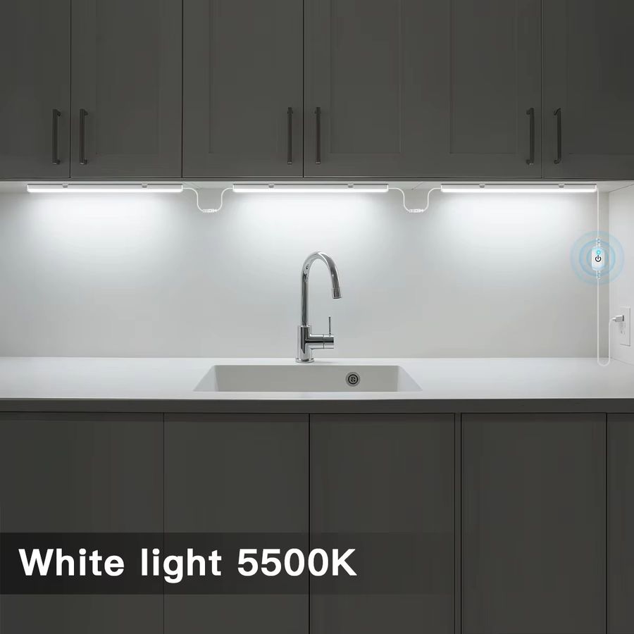 Lcamaw 3er Set LED Bar Lampen zur Serienverbindung, USB-betrieben, dimmbar per Touch-Schalter, Unterbauleuchten für Küche und Schrank, Farbe: Weiss - Bild 4