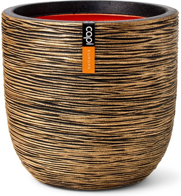 Capi Pflanztopf Kugel Rib in Gold-Schwarz, Breite: 43 cm, Höhe: 41 cm - Bild 1
