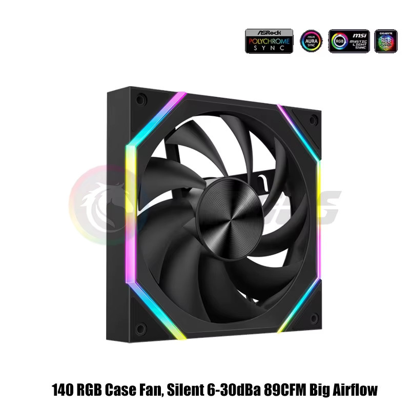 Flying Elephant RGB Gehäuselüfter 140mm Silent ARGB Lüfter mit 89CFM Luftstrom in Schwarz und Weiß - Bild 2