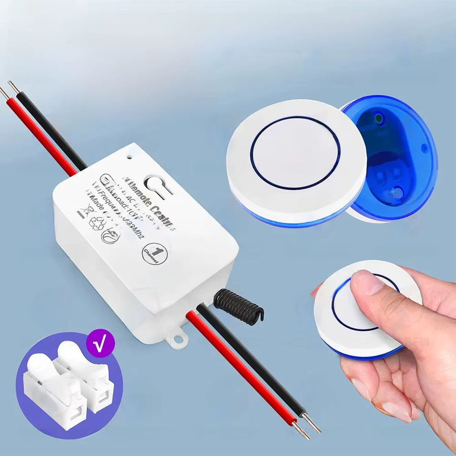 SLMPLEFUN Kabellose Fernbedienung und intelligenter Lichtschalter mit 433 MHz Mini-Sender, weißes Mini-Relaismodul für Lampen, LED und Lüfter, Reichweite 50 m - Bild 1