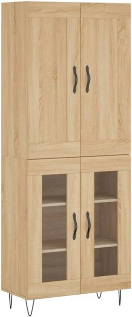 vidaXL Highboard Sonoma-Eiche mit Glastüren, Farbe Braun, B/T/H: 69,5 x 34,0 x 180,0 cm - Bild 1