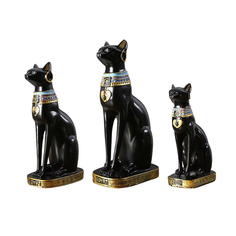 Homyl Bastet Statue Ägyptische Katze Göttin als schwarzes Ornament aus Kunstharz, Höhe: 23,5 cm, Breite: 23,5 cm, Tiefe: 9 cm - Bild 2