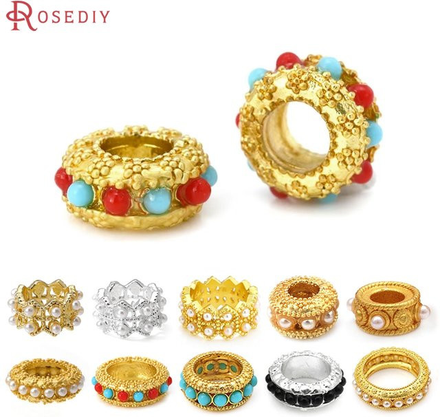 Rosediy Perlen Armband, Messing und Kunststoff, Matte Goldfarbe, Imitation Perlen - Bild 1