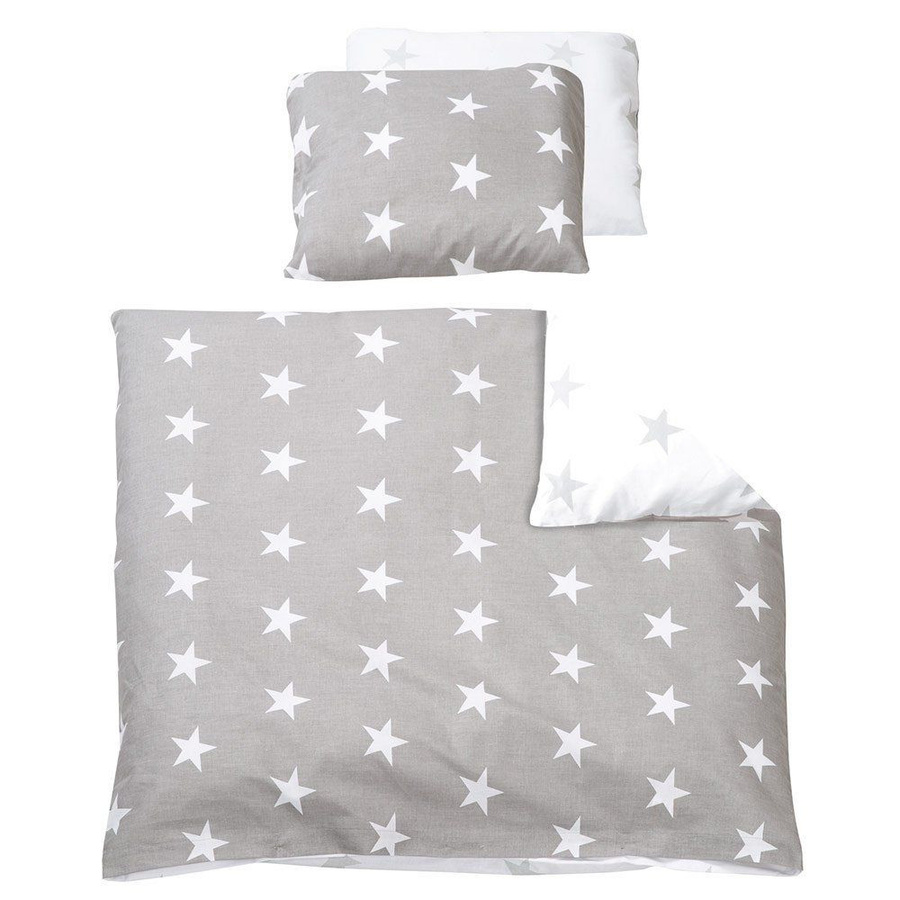 Roba Wende-Bettwäsche Little Stars aus Baumwolle, Grau Weiß, Kissenbezug 80 x 80 cm - Bild 1
