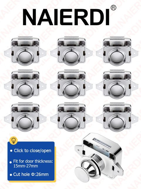 NAIERDI 10er-Pack Druckverschluss 26mm für Camper und Wohnwagen in Schwarz und Silber - Bild 1