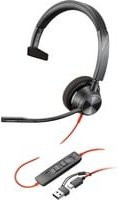 Poly Blackwire 3310 On-Ear Headset Mono Schwarz mit USB-C oder USB-A Anschluss und Rauschunterdrückung - Bild 1