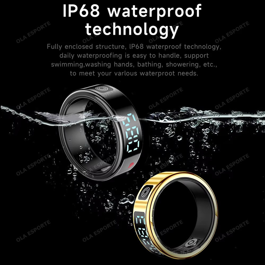 Ola Esporte Smart Ring mit Bildschirm und Touch-Funktion in Schwarz für Männer und Frauen mit Gesundheitsmanager und 5 ATM Wasserdichtigkeit - Bild 1