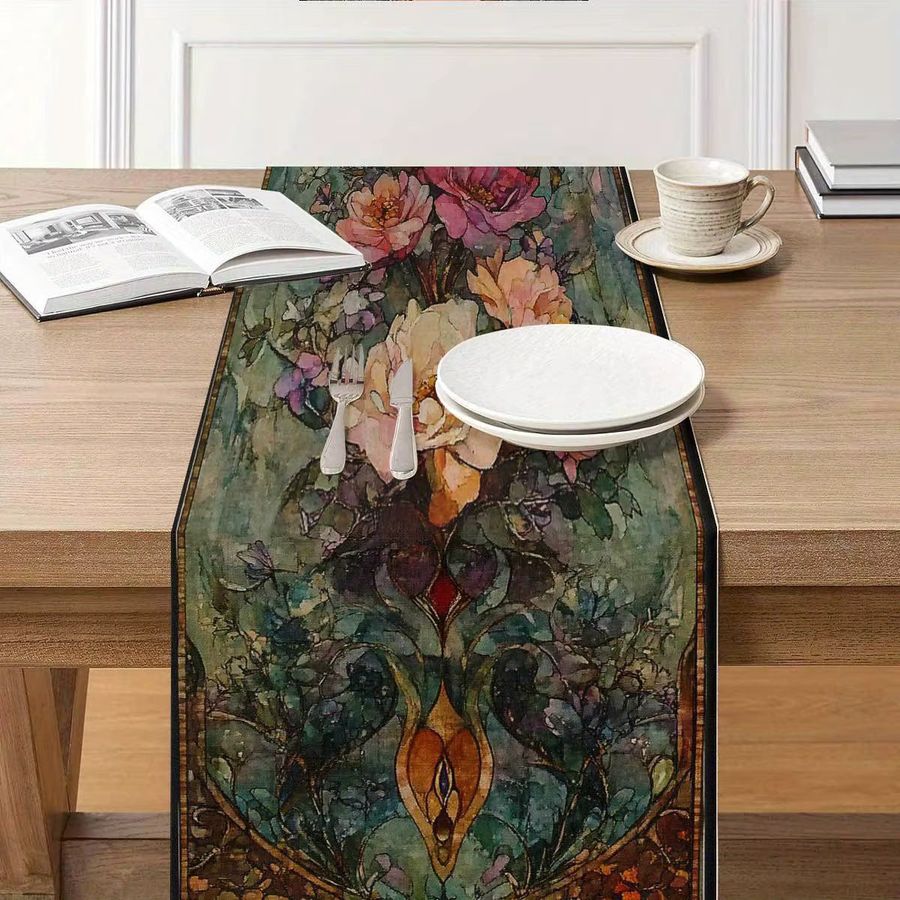 VIKAMA Tischflagge mit französischem Blumen-Aquarell-Design zur Tischdekoration - Bild 3