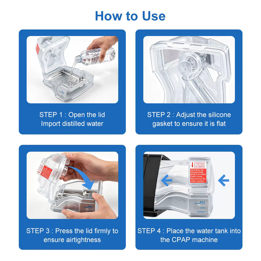 SUOLAER CPAP-Ersatz-Wasserkammer für AirSense 10, AirCurve 10, AirSense 11, S10, S11 Beatmungsgeräte, Wasserbefeuchtertank, transparent - Bild 4