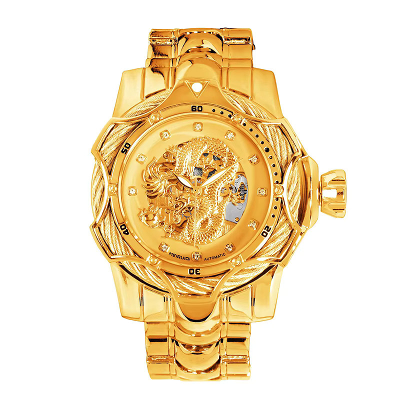 MEIRUIQI Armbanduhr, Automatik, Edelstahl, Gelbgold, Herren - Bild 6