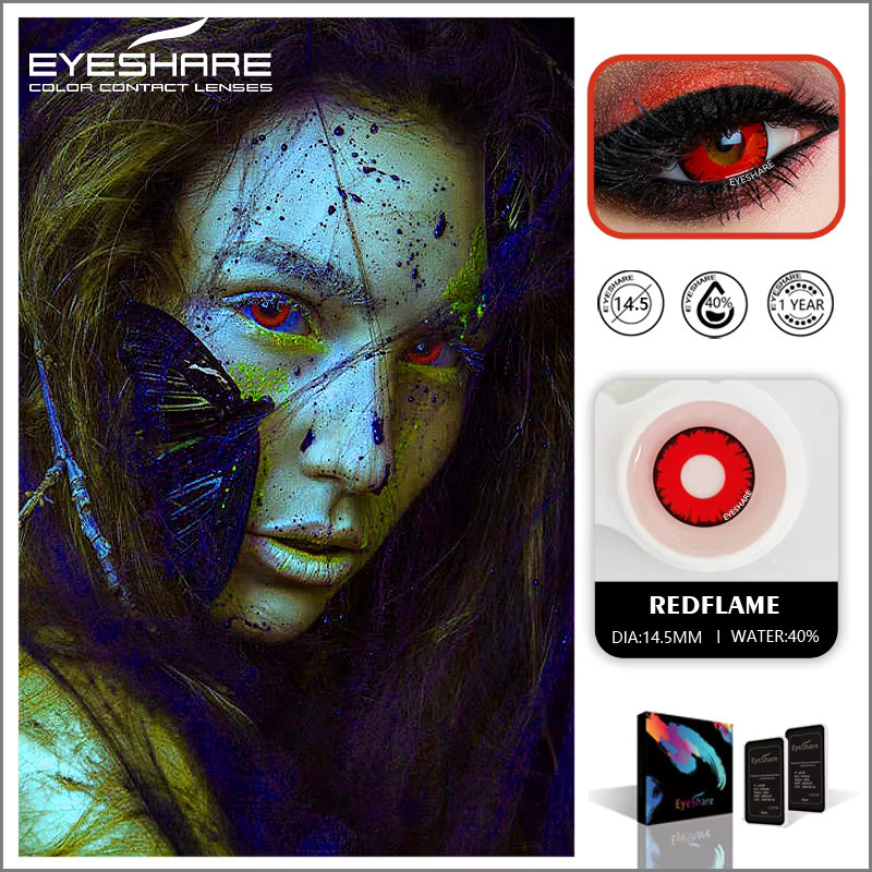 EYESHARE Cosplay-Kontaktlinsen, Pure-Red, Unisex - Bild 2