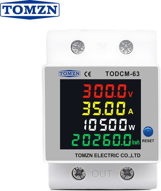 TOMZN DC Energiemessgerät 14-600V 63A Digitaler 4-in-1 Solar-PV-Leistungsmonitor mit Reset-Funktion in Weiß - Bild 1