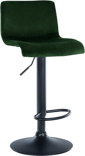 DELUKE Barhocker PESAN Barstuhl aus Samt in Grün und Schwarz, höhenverstellbar, drehbar mit Lehne, B/T/H: 39 x 36 x 83 cm - Bild 1