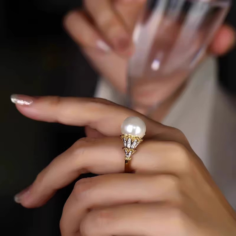 Huitan Damen-Ring, Bicolor, Perle, Zirkonia - Bild 3