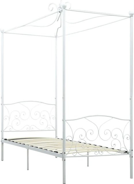 vidaXL Himmelbett-Gestell aus Metall in Weiß, B/T: 100 x 200 cm - Bild 1