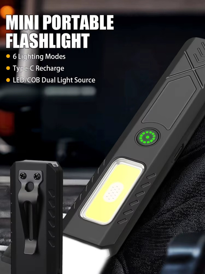 NEWBIRTH LED-Schlüsselanhänger-Taschenlampe in Schwarz, wiederaufladbare Mini-Taschenlampe mit 550 lm Flutlicht und Magnet für Notfall und Arbeit - Bild 5