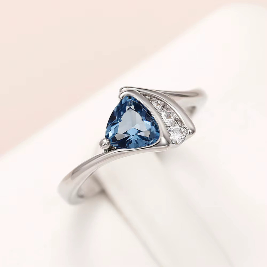 Huitan Eheringe, Silber, Blau, Zirkonia, Damen - Bild 2