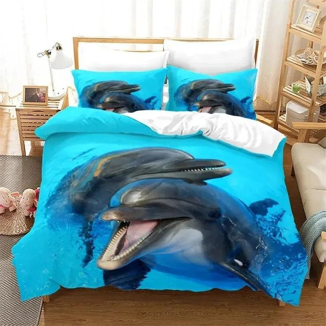 JMG Household Supplies Bettwäsche Set Delfin Ozean Tier Motiv Blau, Microfaser, B/H: 135 x 200 cm - Bild 1