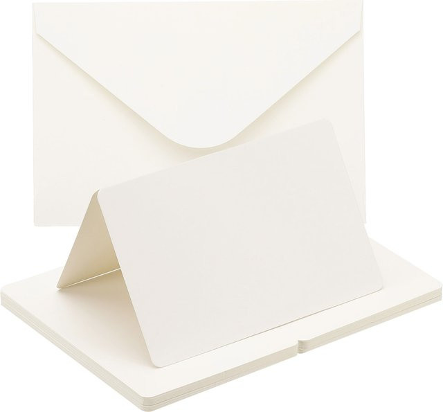 Set aus leeren Grußkarten und Umschlägen aus Papier und Wellpappe, Farbe: Weiß - Bild 1