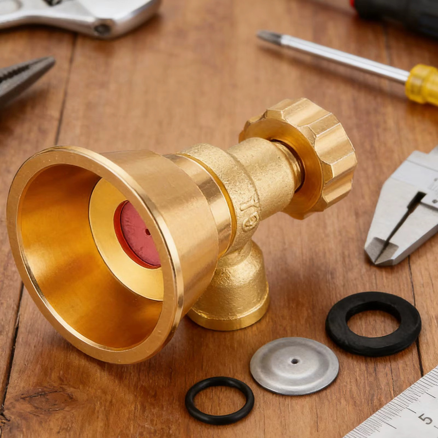 Verstellbare Schlauchsprühdüse aus Messing in Gold für die Pflanzenbewässerung - Bild 3