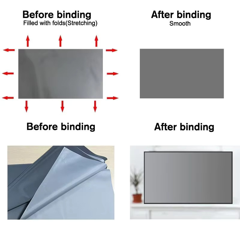 Everycom Projektor-Leinwand aus Stoff, reflektierend, Grau, für 100 und 120 Zoll, tragbar für alle Projektoren - Bild 4