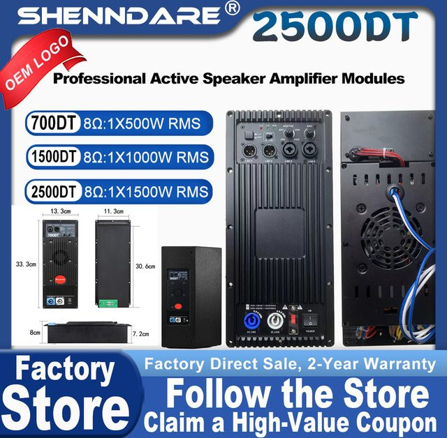 ShennDare 2500DT Professionelles Aktivlautsprecher-Verstärkermodul Klasse D in Schwarz mit 1500W bei 8 Ohm und 2500W bei 4 Ohm - Bild 1