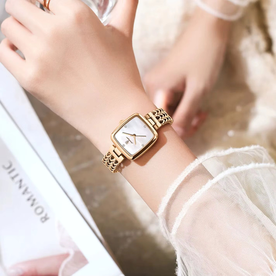 POEDAGAR Armbanduhr, Edelstahl, Quarz, eckig, Silber, Damen - Bild 4