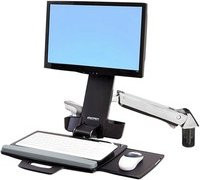 Ergotron StyleView Sit-Stand Combo Arm Monitor-Wandhalterung mit Tastaturablage, höhenverstellbar, für Bildschirme bis 61 cm, VESA 100 x 100 mm, Silber/Schwarz - Bild 1