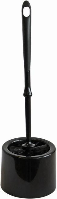 Bürstenmann WC-Garnitur rund mit Bürste aus Kunststoff in Schwarz, Höhe: 37,5 cm, Breite: 11,7 cm, Tiefe: 11,7 cm - Bild 1