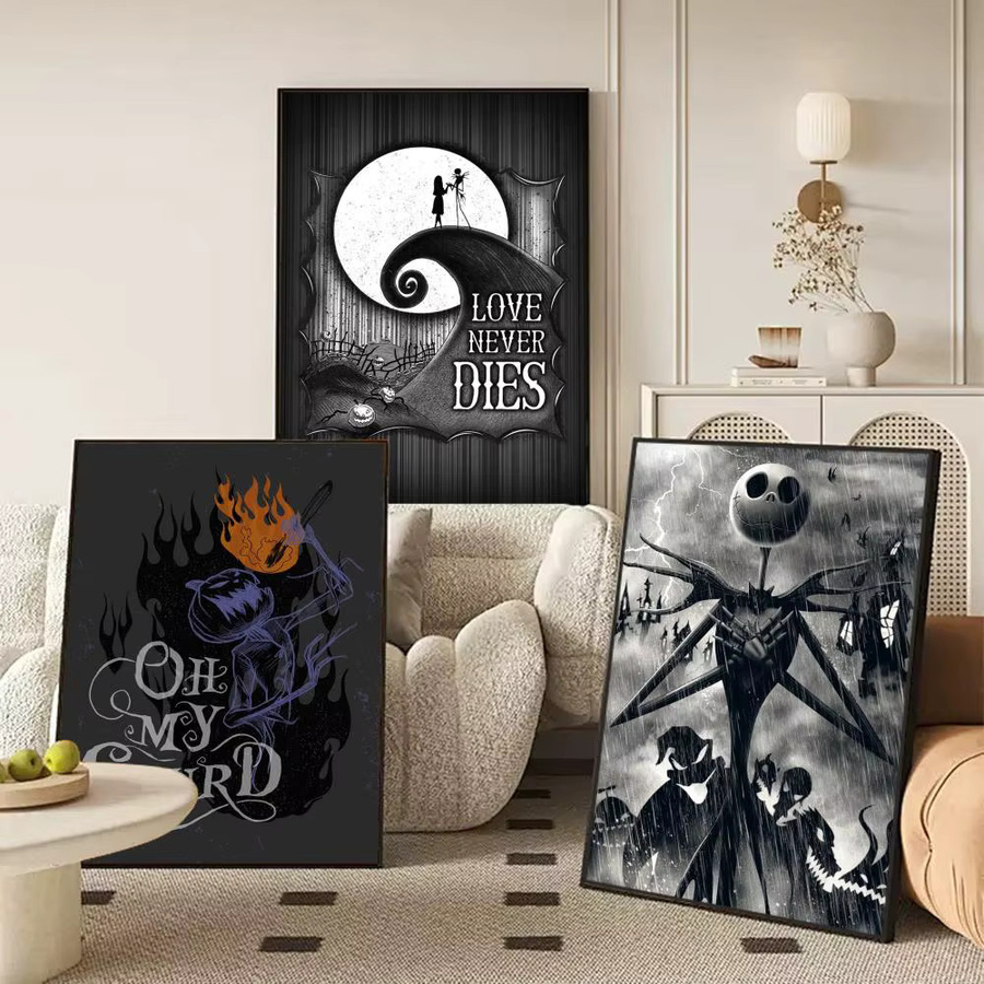 MINISO Nightmare Before Christmas Wandaufkleber, selbstklebendes Wandbild in Schwarz und Mehrfarbig, rechteckiges Poster aus Papier - Bild 2