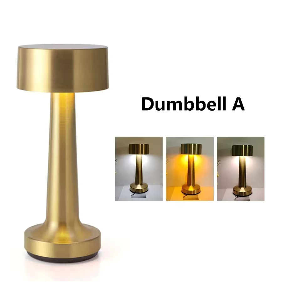 GGBEE LED-Tischlampe mit Touch-Steuerung und Dimmer, kabellose Schreibtischlampe in Gold/Messing, wiederaufladbares Nachtlicht für Schlafzimmer und Home Office - Bild 4